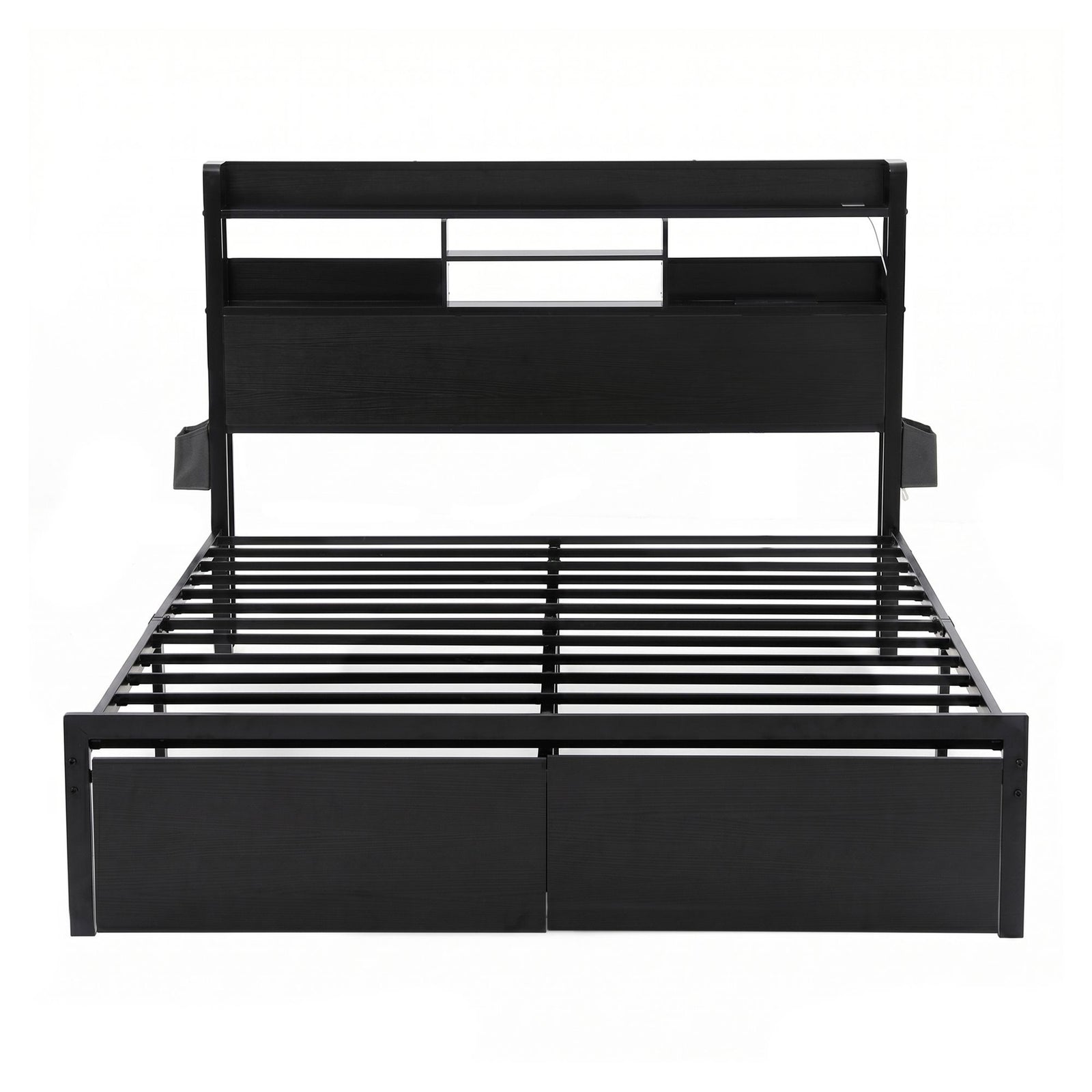Artiss Bed Frame Double with Charging Station Storage Organizer Drawers LED ZAC