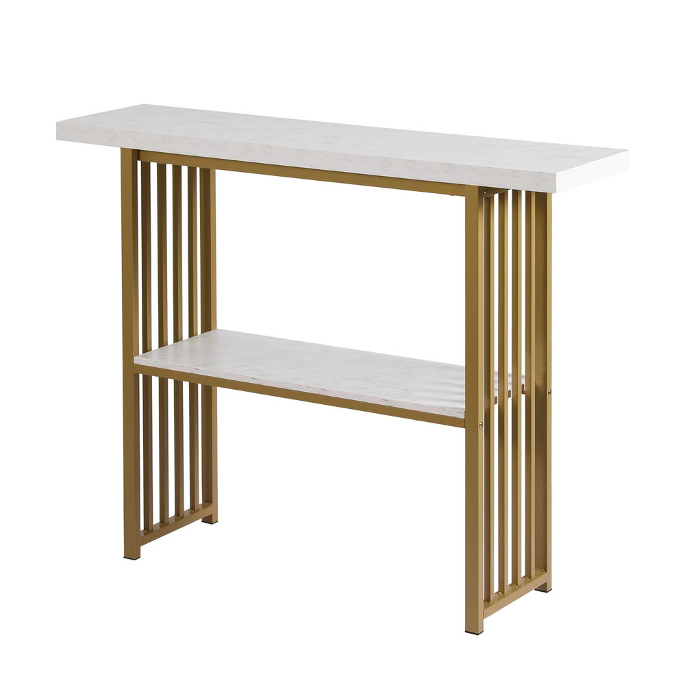 Artiss Console Table Marble Effect White&amp;Gold