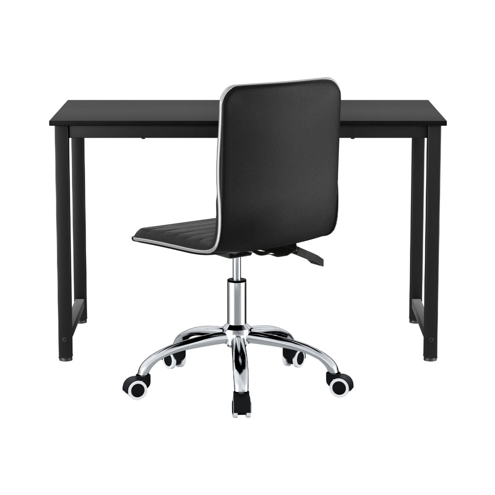 Artiss Computer Desk 120cm Executive Office Chairs Set PU Leather Low Back Black
