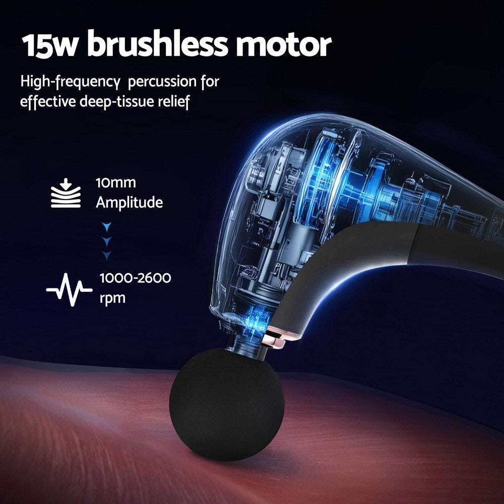 Everfit Massage Gun U-shaped Extended Handle Percussion Massager 4 Heads