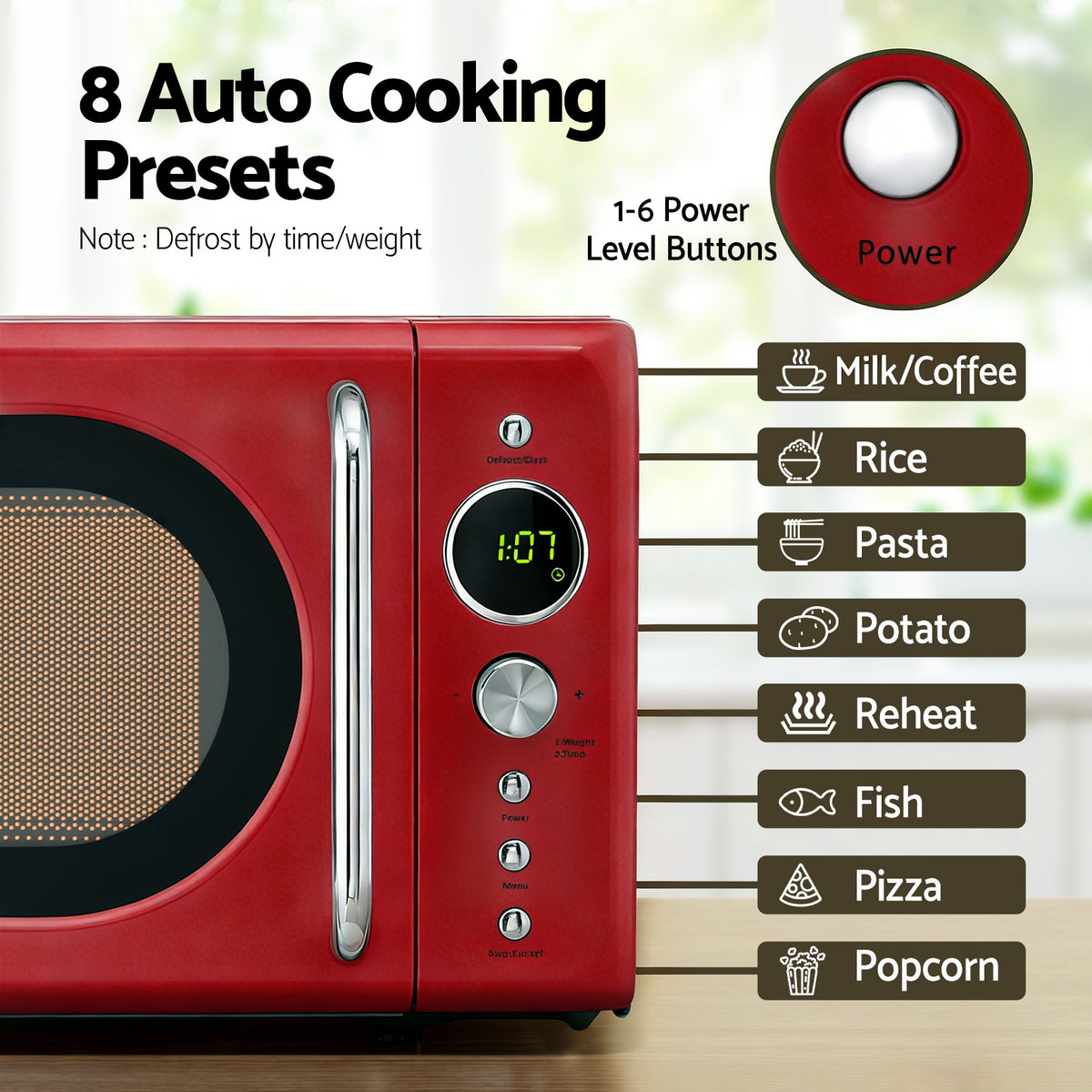 Devanti 20L Microwave Oven 700W Red