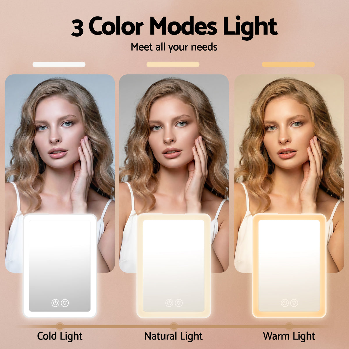 Embellir Portable Travel Makeup Mirror Rechargeable Makeup Mirror with Lights 10x Magnifier White