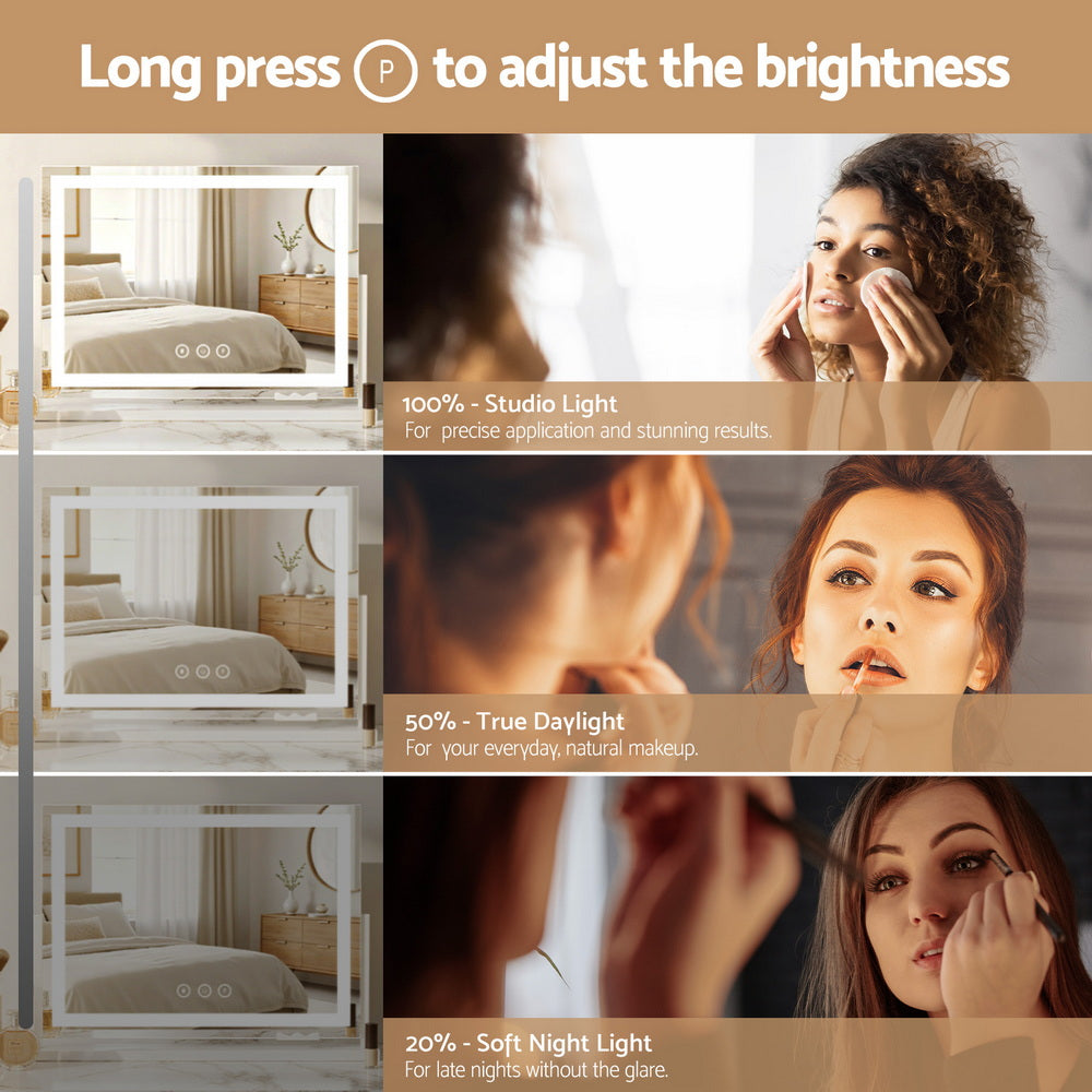 Embellir Makeup Mirror 80x58cm 360～ Rotatable Vanity Mirror with Lights Bright Light Strip Adjustable