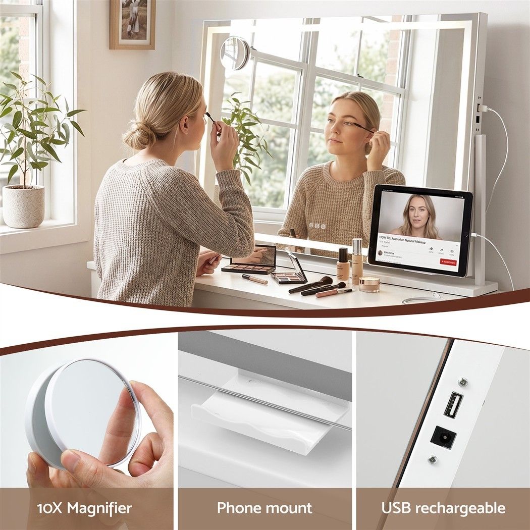 Embellir 90x60cm Makeup Mirror 360 degree Rotatable Vanity Mirror 10x magnifing