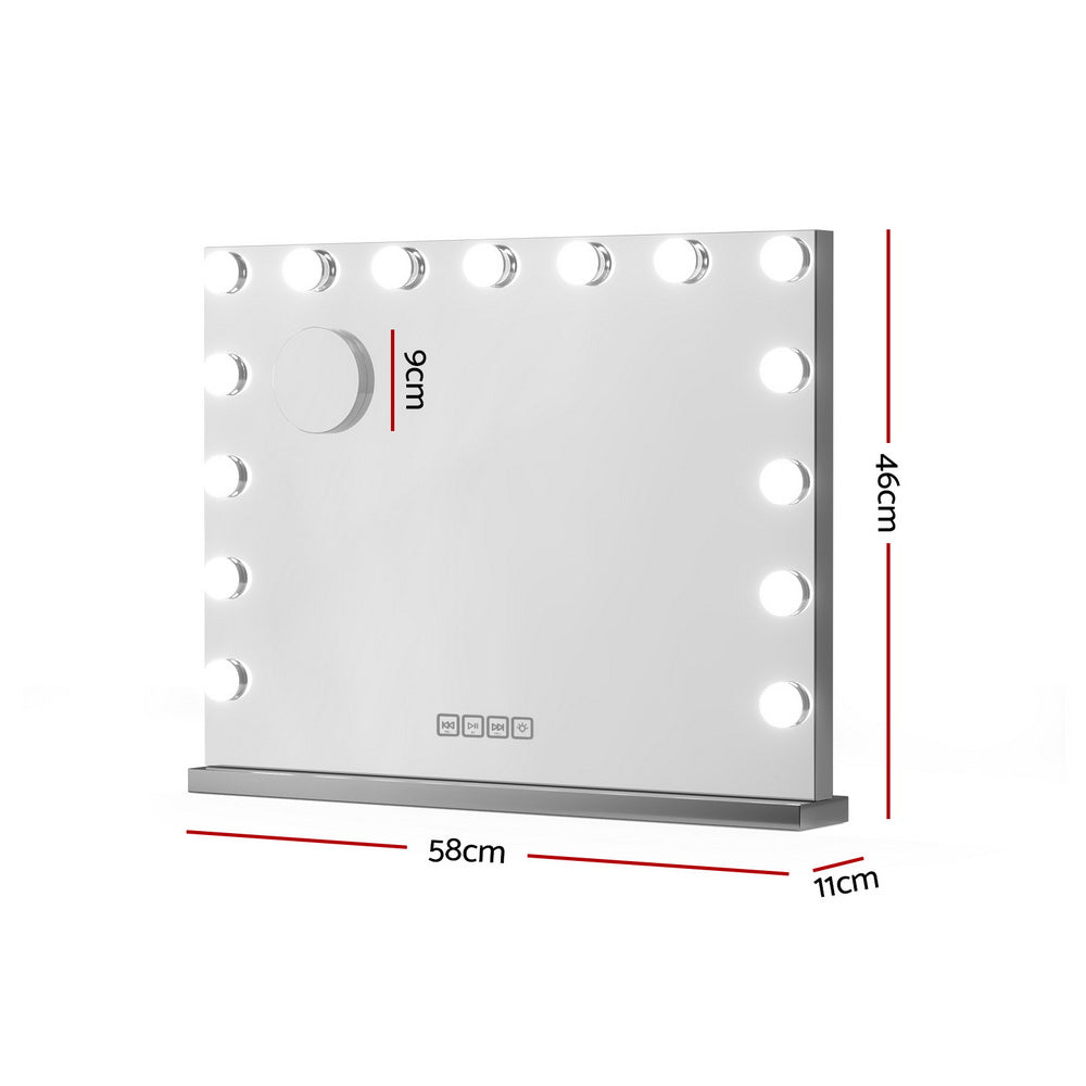 Embellir Bluetooth Makeup Mirror 58x46cm Hollywood Vanity with LED Light Wall