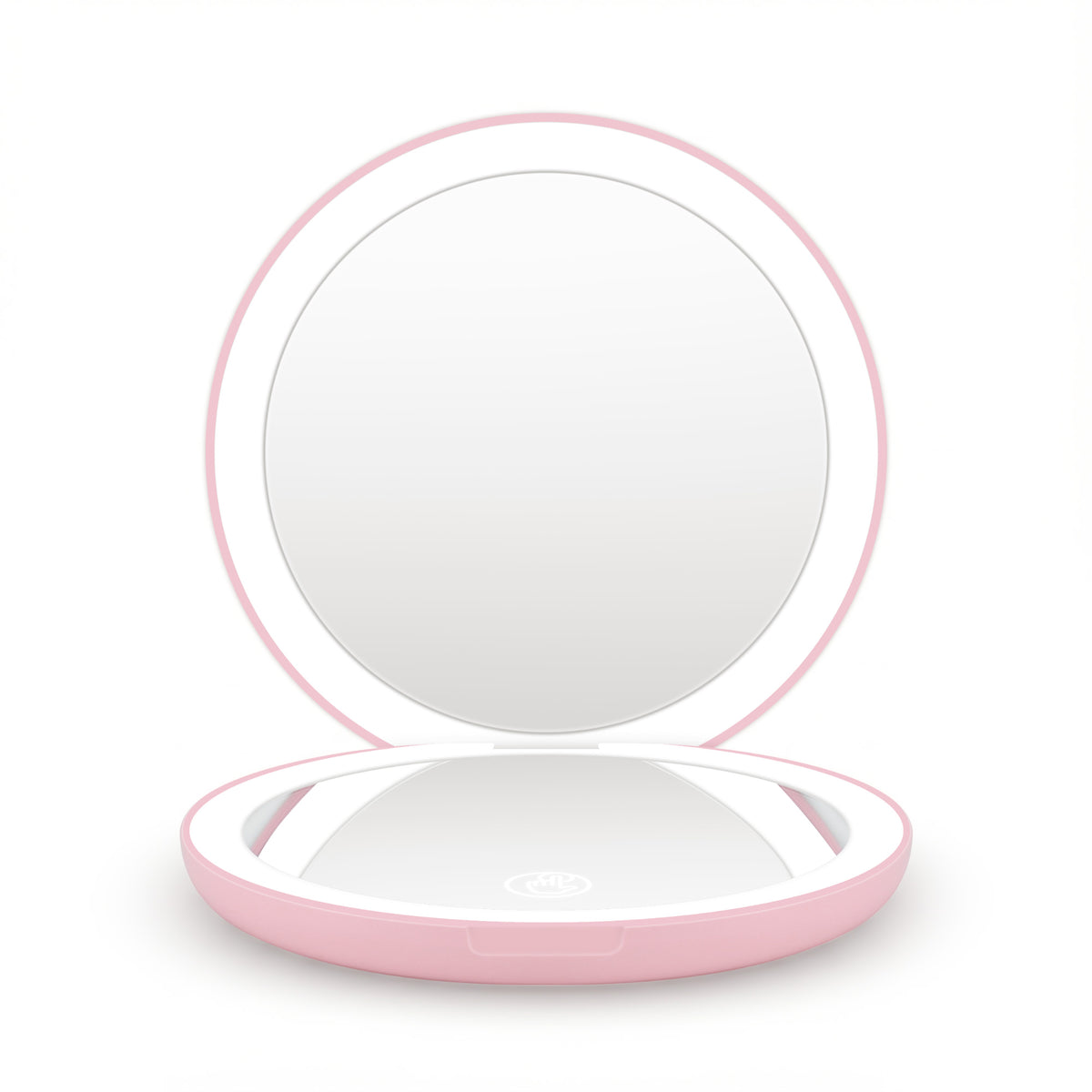 Embellir LED Compact Mirror Lighted Travel Makeup Mirror Pocket-Sized 1x 10x Magnification Round Pink