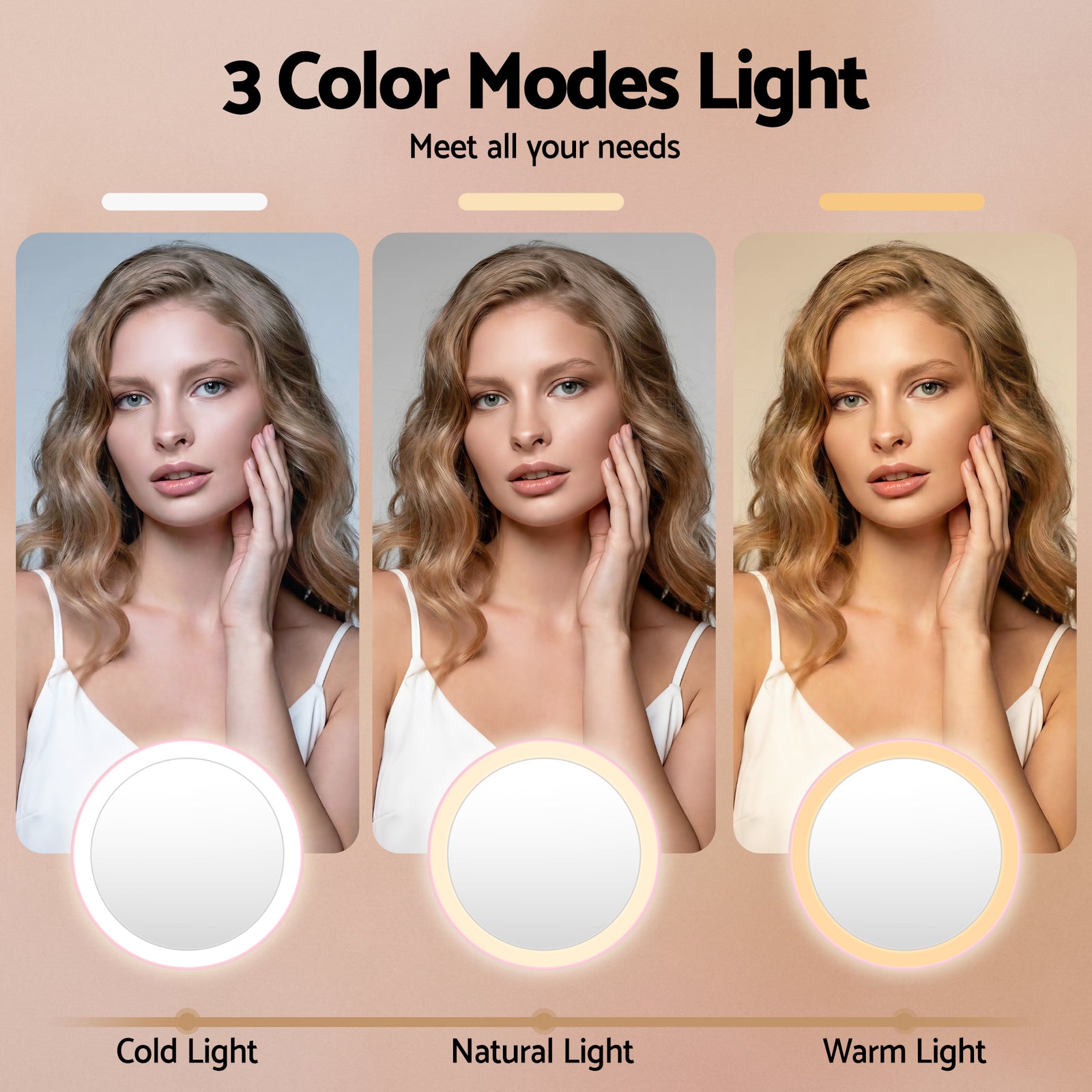 Embellir LED Compact Mirror Lighted Travel Makeup Mirror Pocket-Sized 1x 10x Magnification Round Pink