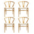 1 Set of 4 Artiss Dining Chairs Wooden Rattan Seat Wishbone Back