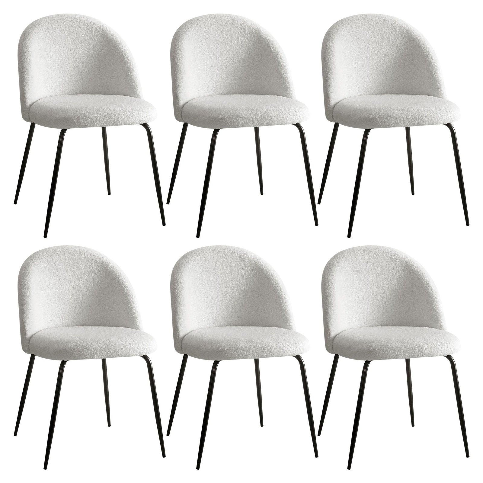 Artiss Dining Chairs Set of 6 Sherpa Boucle White
