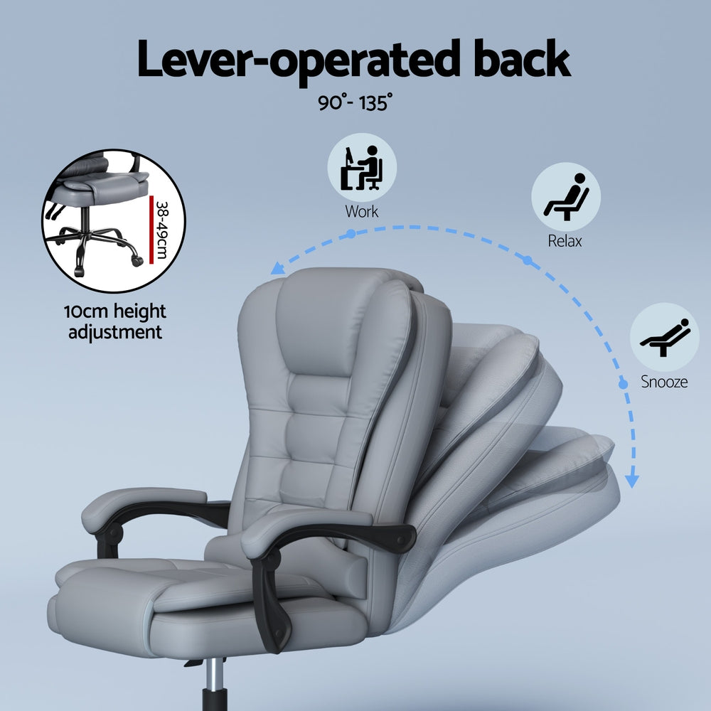 Artiss Executive Office Chair 4-Point Massage Adjustable Ergonomic Recline PU