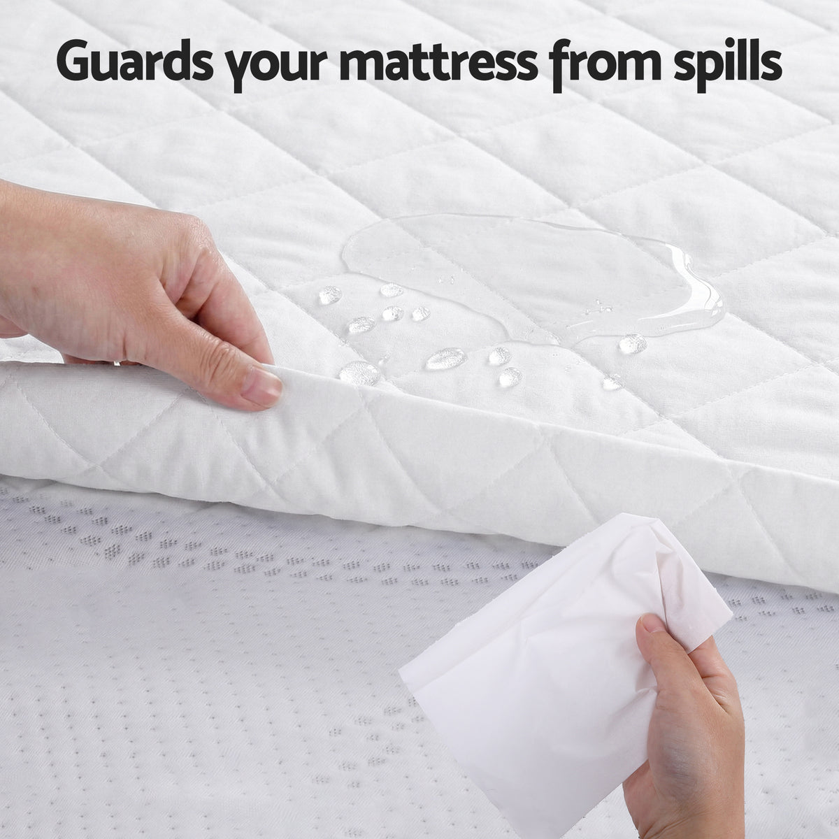 Giselle Waterproof Mattress Protector 100% Cotton Quilted Fitted Cover Single