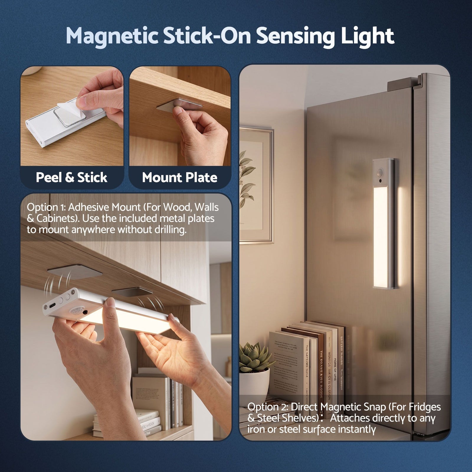 Artiss 4-Pack 25cm Motion Sensor Under Cabinet Lights, LED Closet Light with 5 Colors Dimmable