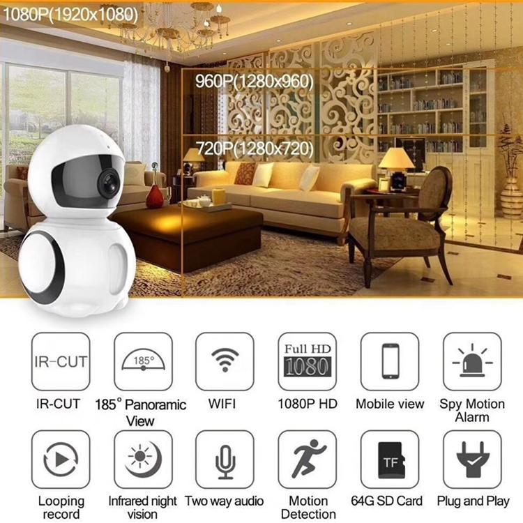 2.0Mp 1080P 1 / 2.7 Inch Hd Wifi Ip Camera Support Motion Detection / Night Vision White-1915196642202619908