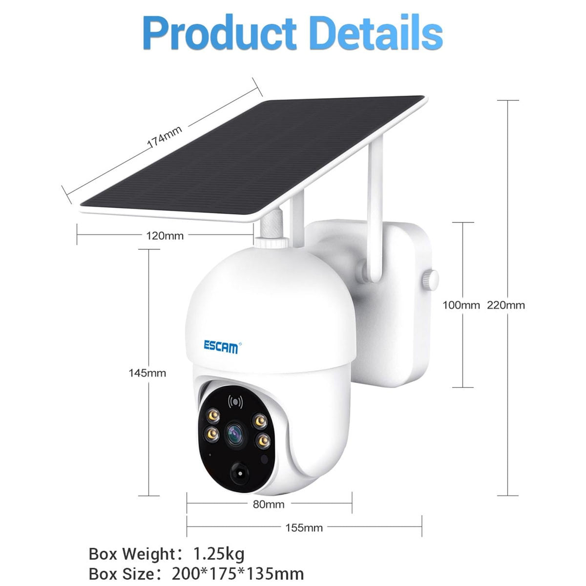 1080P Hd Solar Camera With Wifi Two-Way Voice Motion Detection Night Vision &amp; Tf Card Support-1915197680351580161