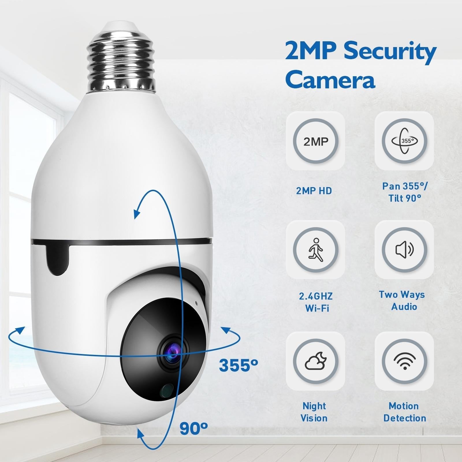 Smart Dual-Band Wifi Outdoor Light Bulb Camera - 1080P Hd 2.0Mp Infrared Night Vision Two-Way Audio Motion Detection Tf Card Support-1915197285042622466