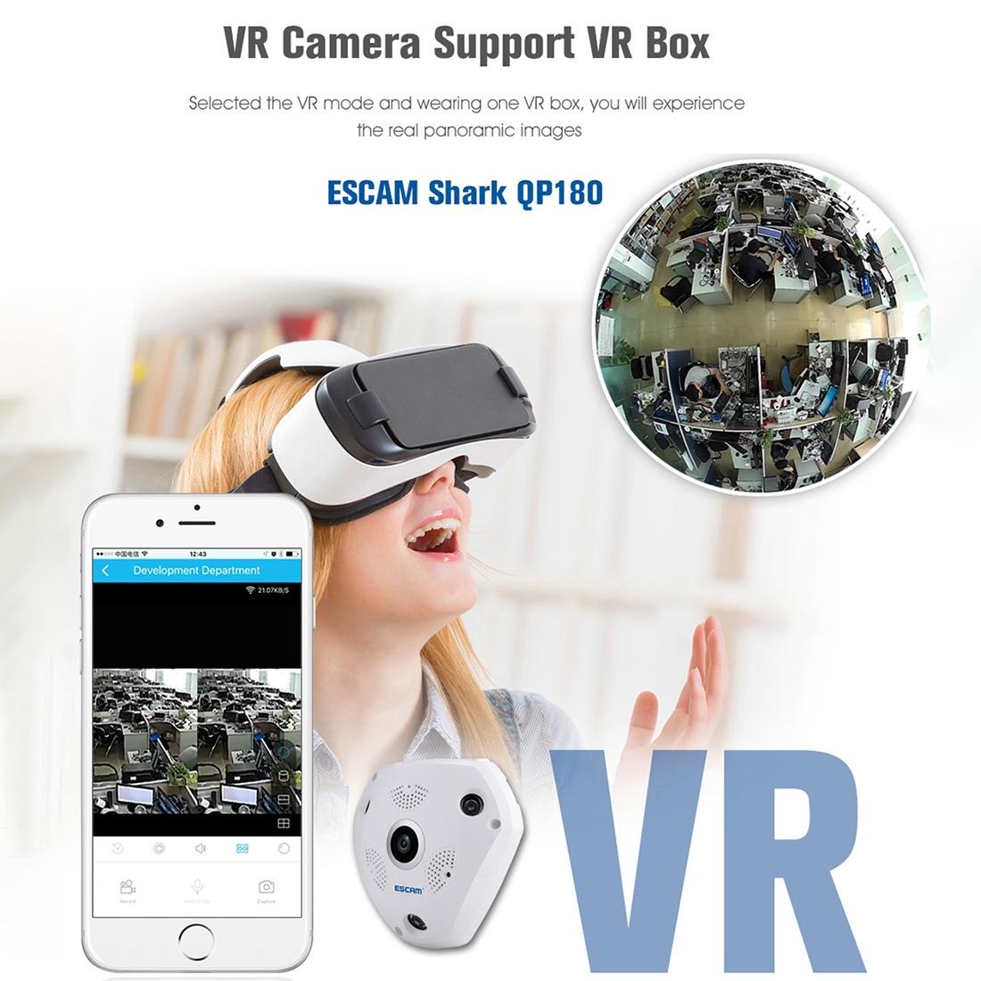 360 Degree Fisheye Lens Wifi Ip Camera With Motion Detection & Night Vision - Shark 960P-1915197205610893318