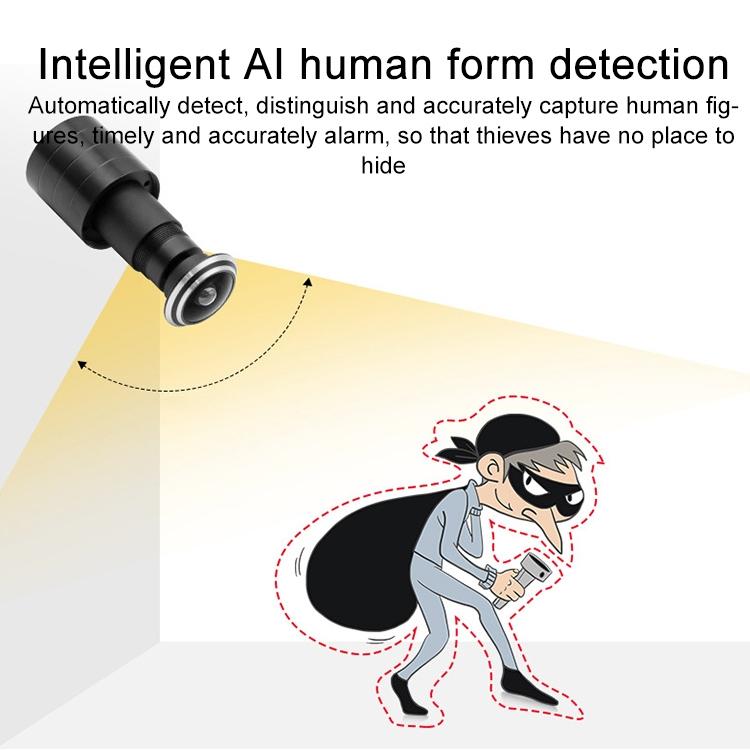 Smart Home Wifi Remote Hd Cat Eye Camera - 1.8Mm Focal Length Black-1915196705469501441
