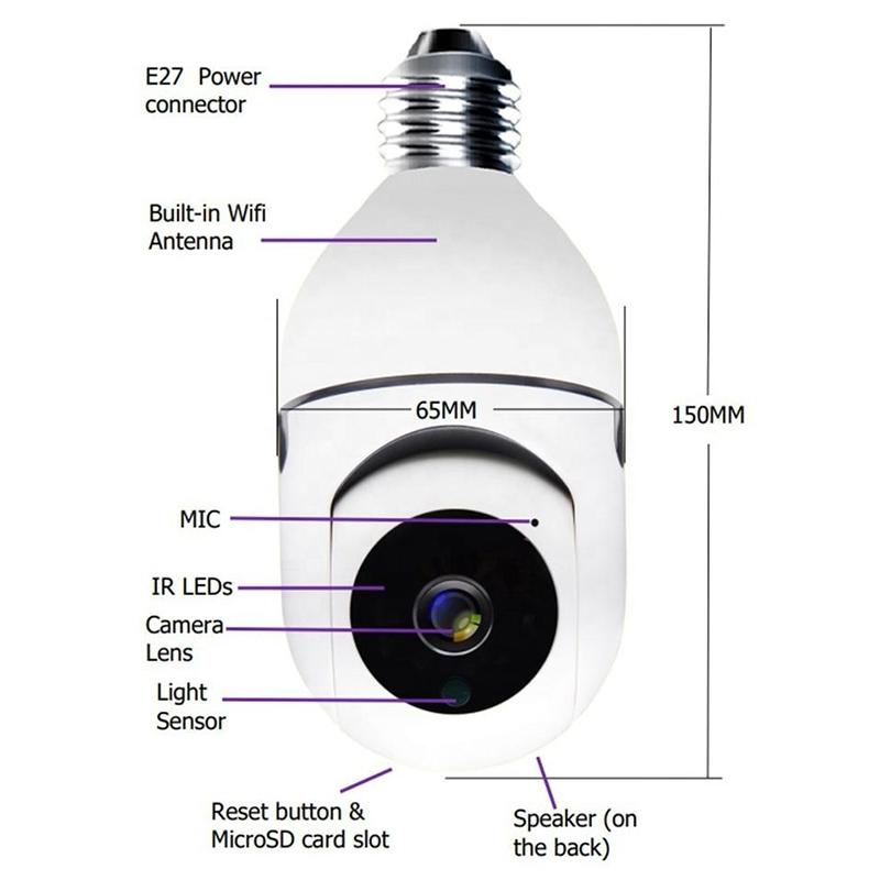 2.4G Two-Way Voice Intercom Bulb Camera - 1080P 2Mp White-1915196633830789121