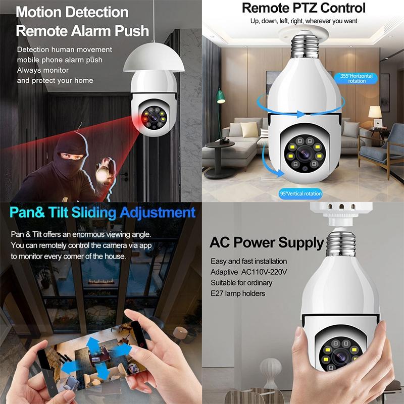 2.4G Two-Way Voice Intercom Bulb Camera - 1080P 2Mp White-1915196633830789126