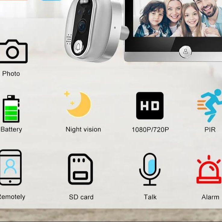 1080P Wifi Smart Doorbell With Motion Detection - 4.3 Inch Visual Display-1915197418807365633