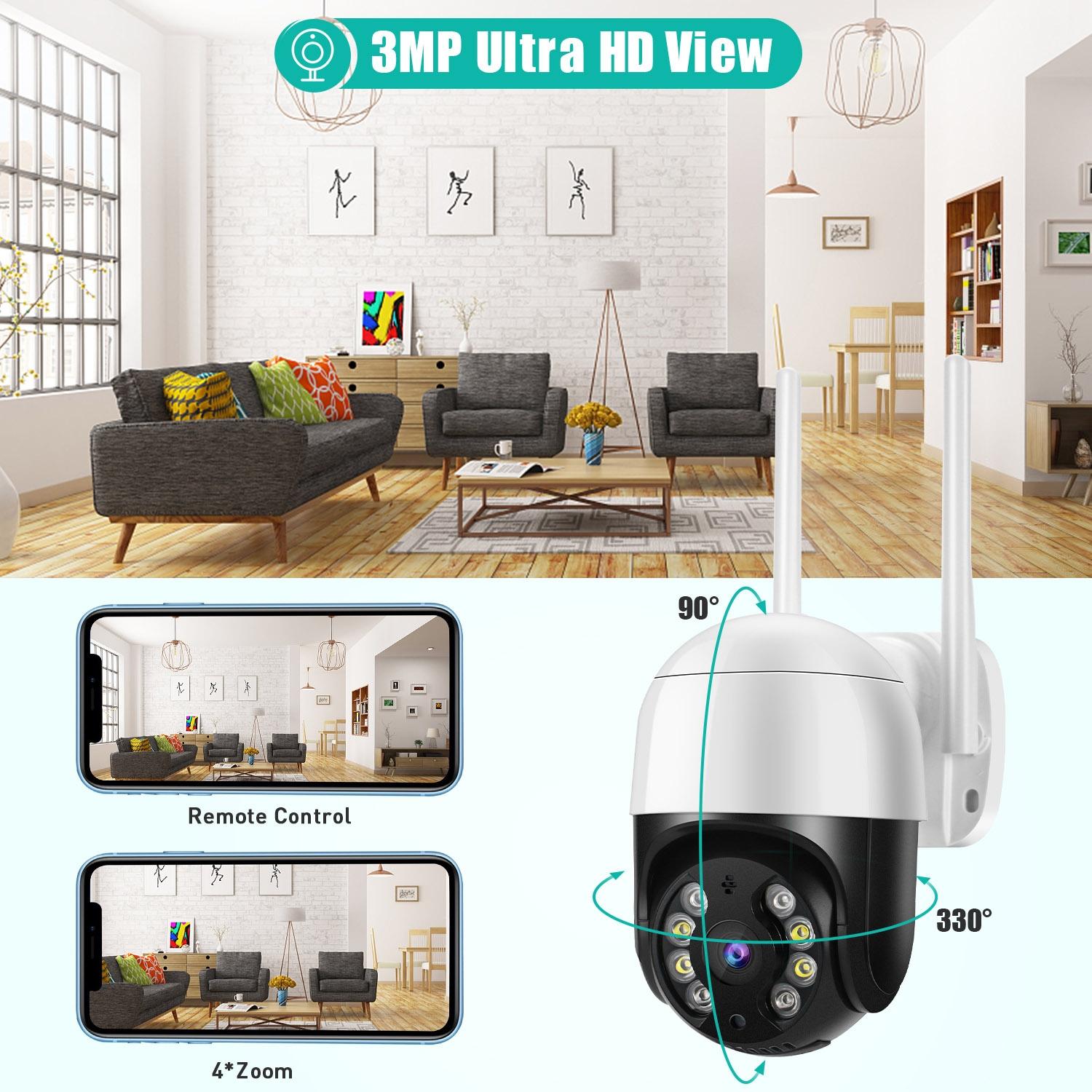 3.0Mp Wifi Ip Camera With Night Vision Motion Detection Two-Way Audio & Tf Card Support-1915196616042745857