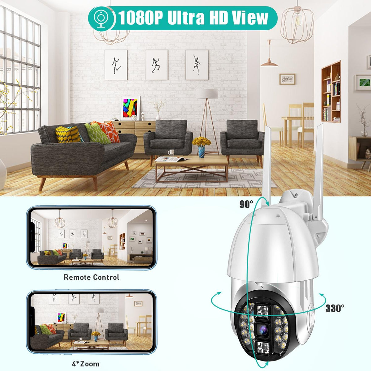 360 Degree Rotating Wifi Camera With Full Colour Two-Way Voice Motion Detection And 64Gb Tf Card-1915196617145847814