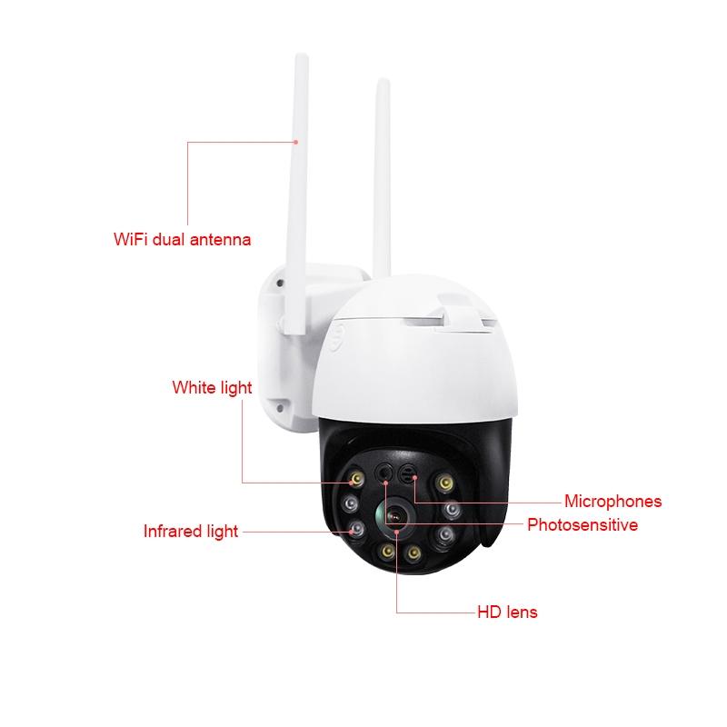 Waterproof 360 Degree Ptz Wifi Camera With 1080P Resolution 3.0Mp Lens Two-Way Voice Motion Detection And 128Gb Tf Card-1915196618534162433