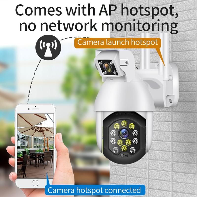 Waterproof Panoramic Ptz Wifi Camera With Dual Lens 1080P Resolution Two-Way Voice Intercom Smart Alarm And Video Playback. Supports Day / Night Full Colour And 128Gb Tf Card.-1915196619142336513