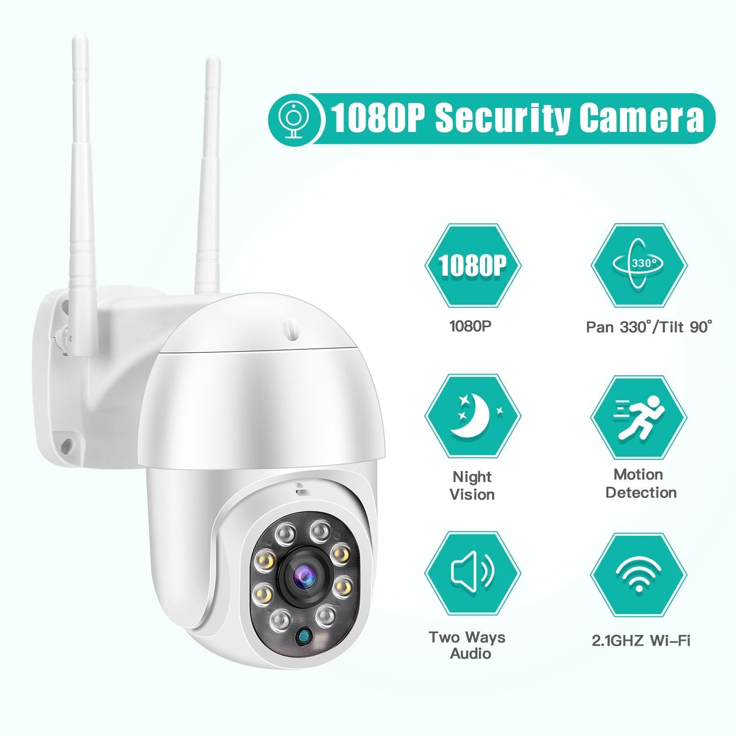 Waterproof Ptz Wifi Camera With Night Vision & Two-Way Voice Intercom & Motion Detection-1915196610644676612