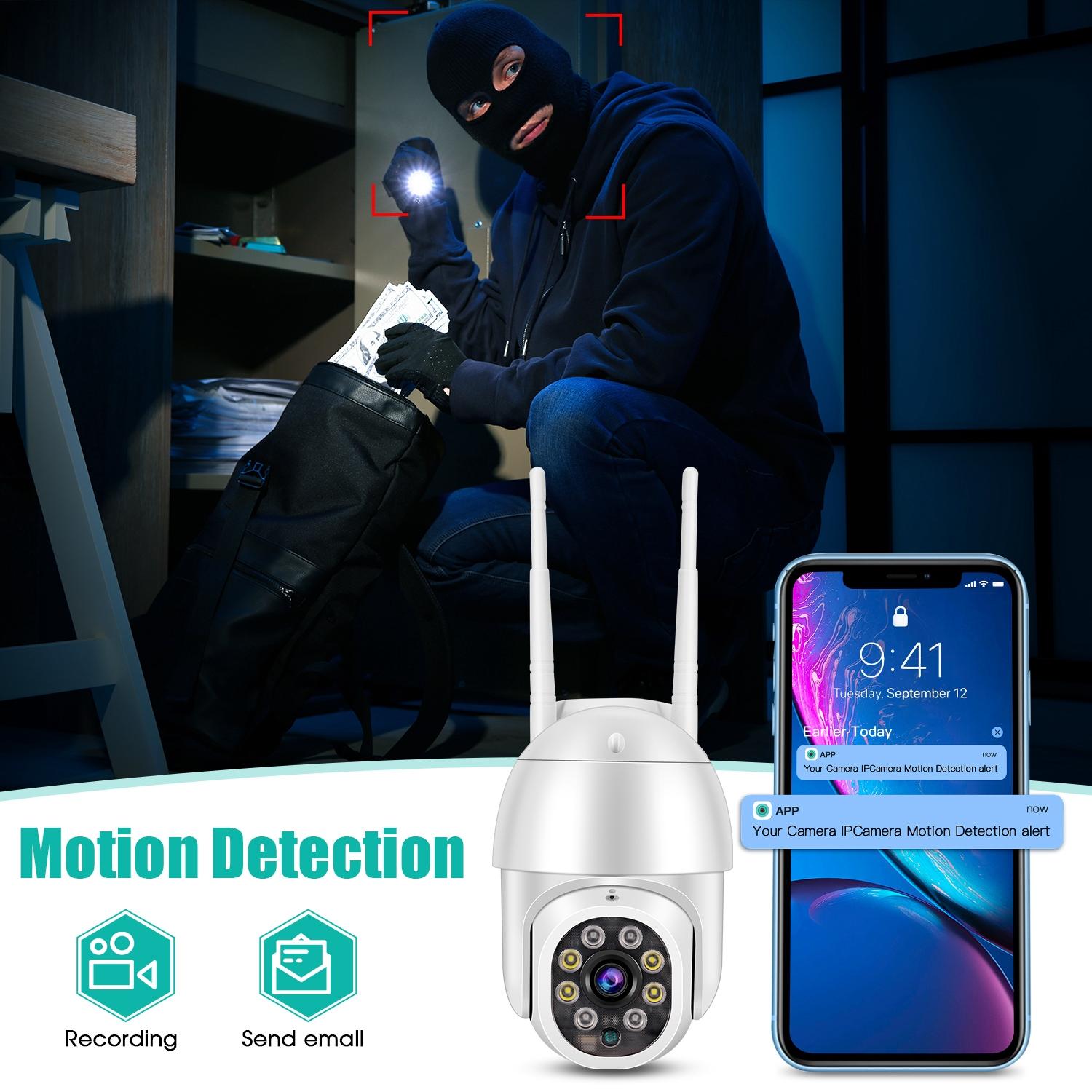Waterproof Ptz Wifi Camera With Night Vision & Two-Way Voice Intercom & Motion Detection-1915196610644676615