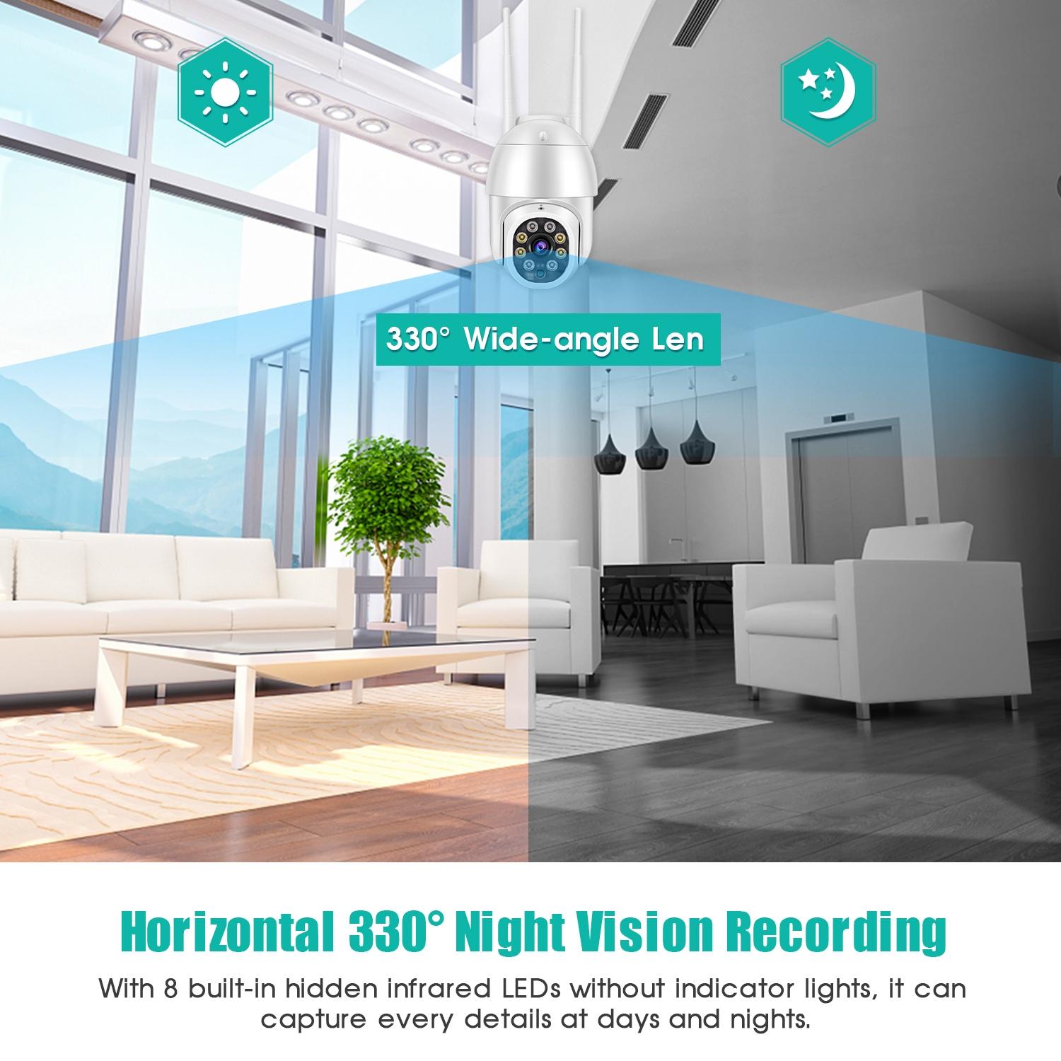Waterproof Ptz Wifi Camera With Night Vision & Two-Way Voice Intercom & Motion Detection-1915196610644676616