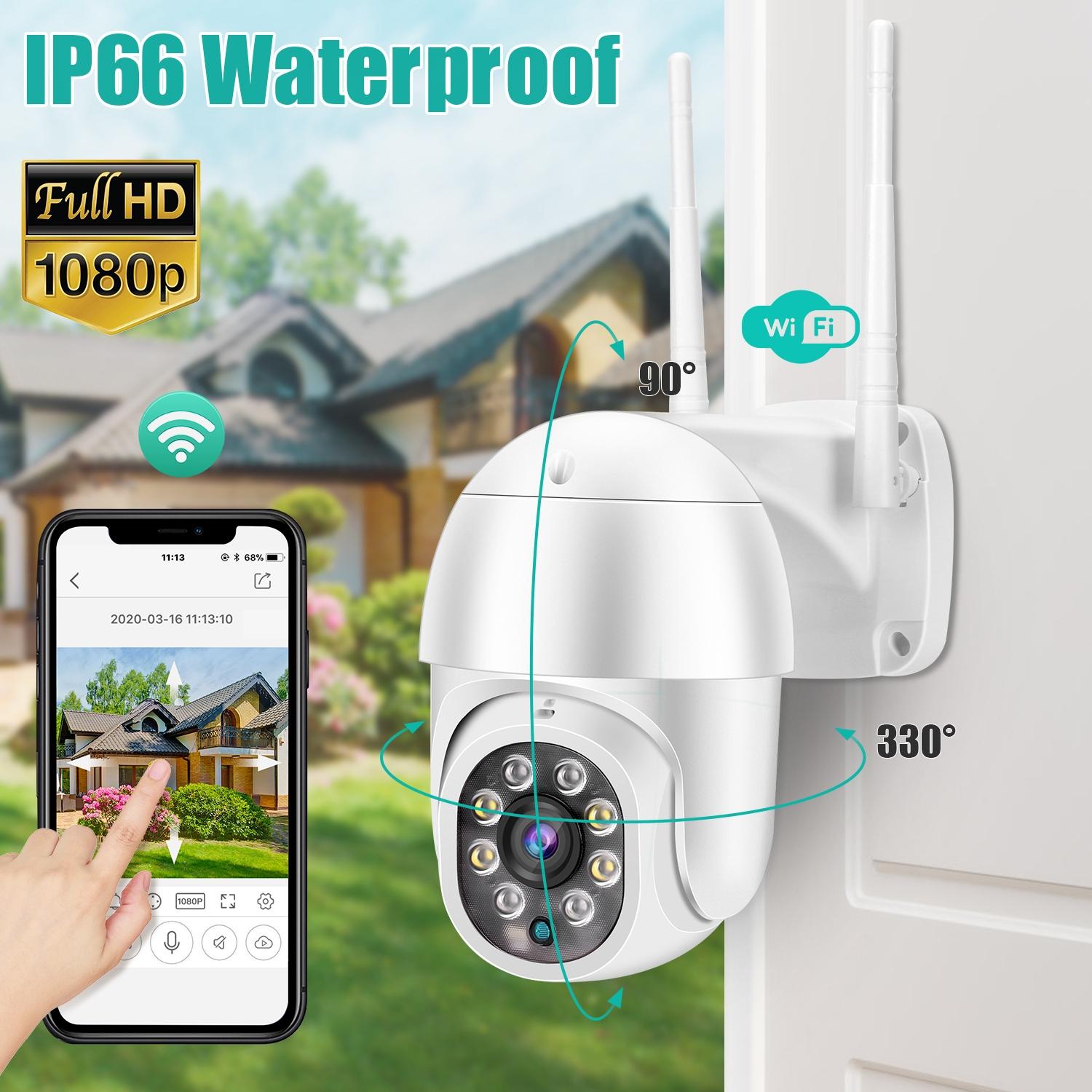 Waterproof Ptz Wifi Camera With Night Vision & Two-Way Voice Intercom & Motion Detection-1915196610644676617