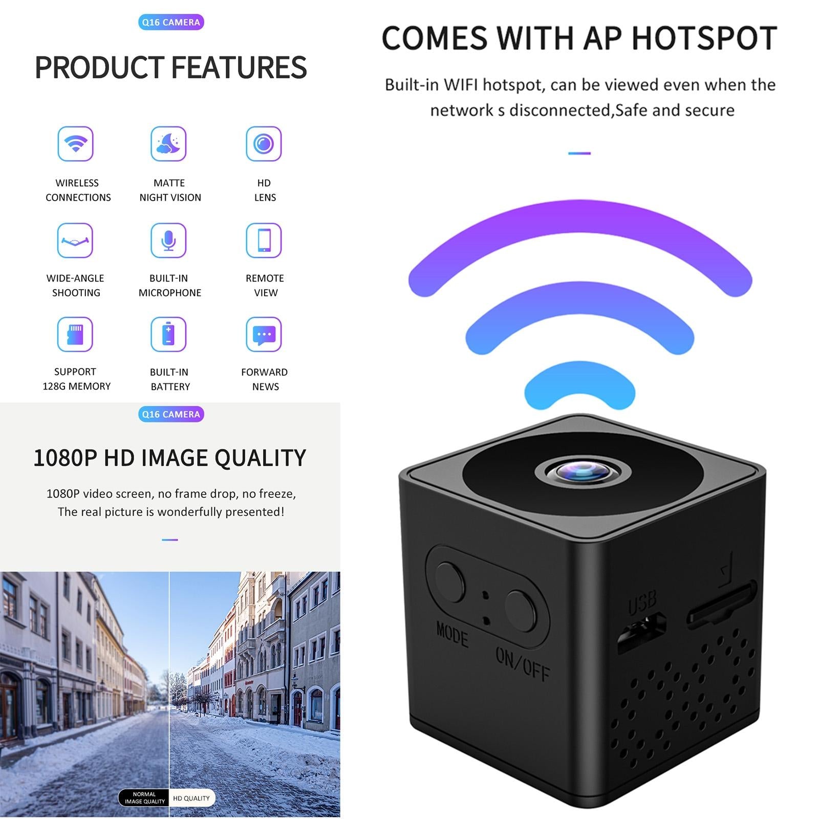 Mini Wifi Action Camera With Night Vision And Motion Detection - Black-1964932172259397637