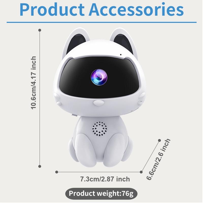 Smart Home Camera With Night Vision & Two-Way Voice & Motion Detection - Cute Pets White-1964932158812459009