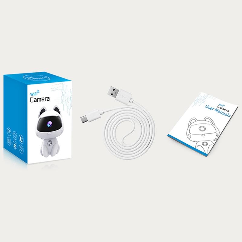 Smart Home Camera With Night Vision & Two-Way Voice & Motion Detection - Cute Pets White-1964932158812459012