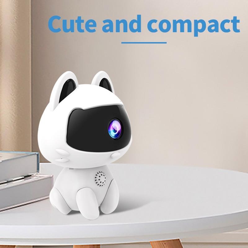 Smart Home Camera With Night Vision & Two-Way Voice & Motion Detection - Cute Pets White-1964932158812459015