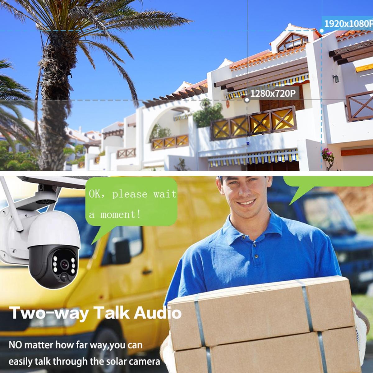 Full Hd Solar Wifi Camera With Pir Alarm & Night Vision - 2-Way Audio Tf Card Slot Battery Not Included-1964932303717273606