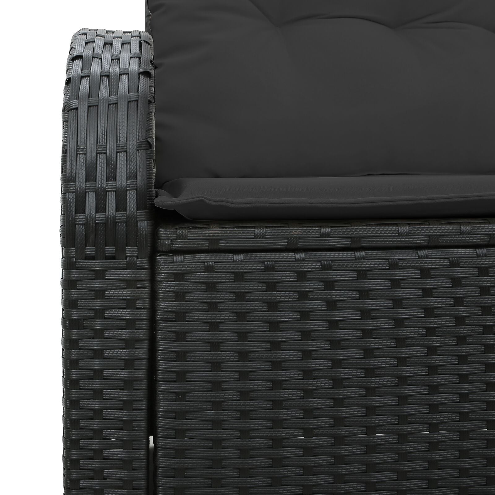 2-Seater Garden Sofa with Storage & Cushions Black Poly Rattan