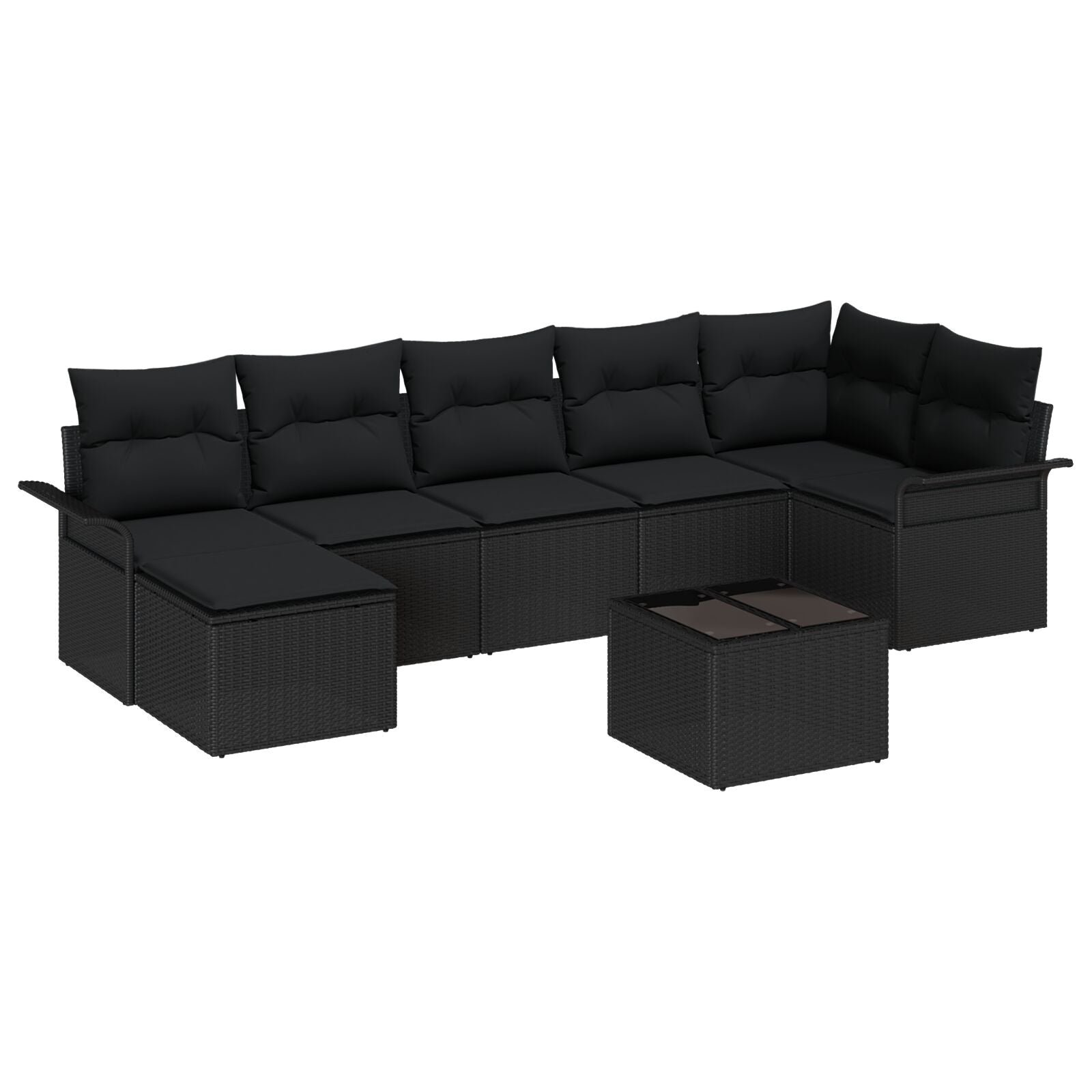 8 Piece Garden Sofa Set with Cushions Beige Poly Rattan