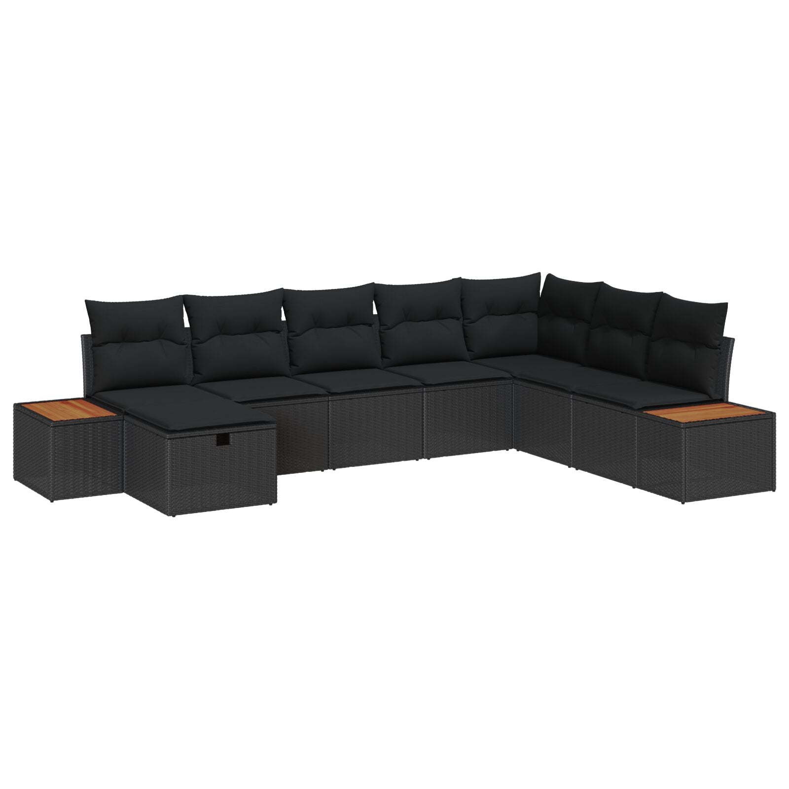 8 Piece Garden Sofa Set with Cushions Black Poly Rattan