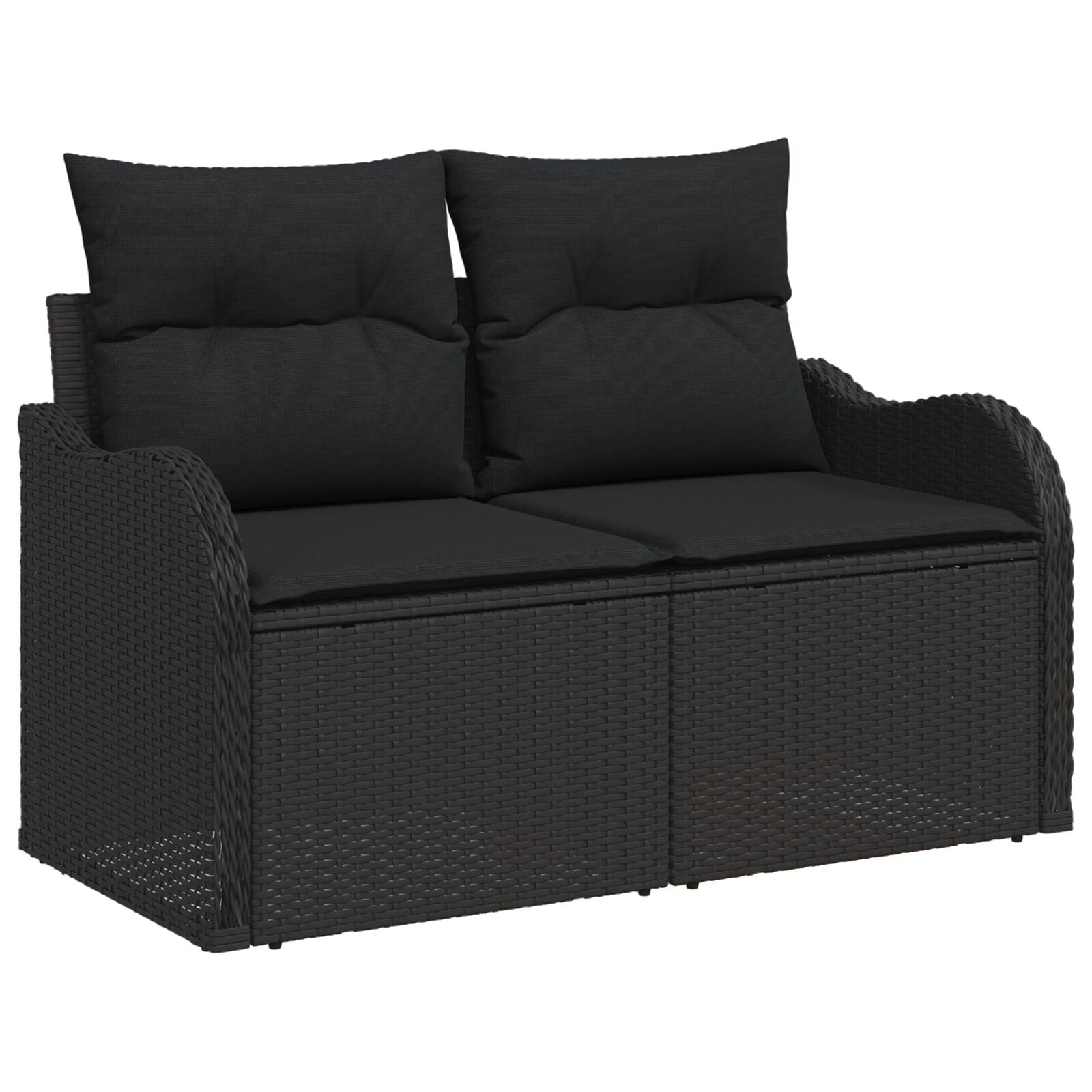 11 Piece Garden Sofa Set with Cushions Black Poly Rattan Acacia, vidaXL 2-Seater Garden Sofa with Cushions Black Poly Rattan, vidaXL 3 Piece Garden Dining Set with Cushions Black Poly Rattan Acacia