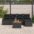 6 Piece Garden Sofa Set with Cushions Black Poly Rattan Acacia