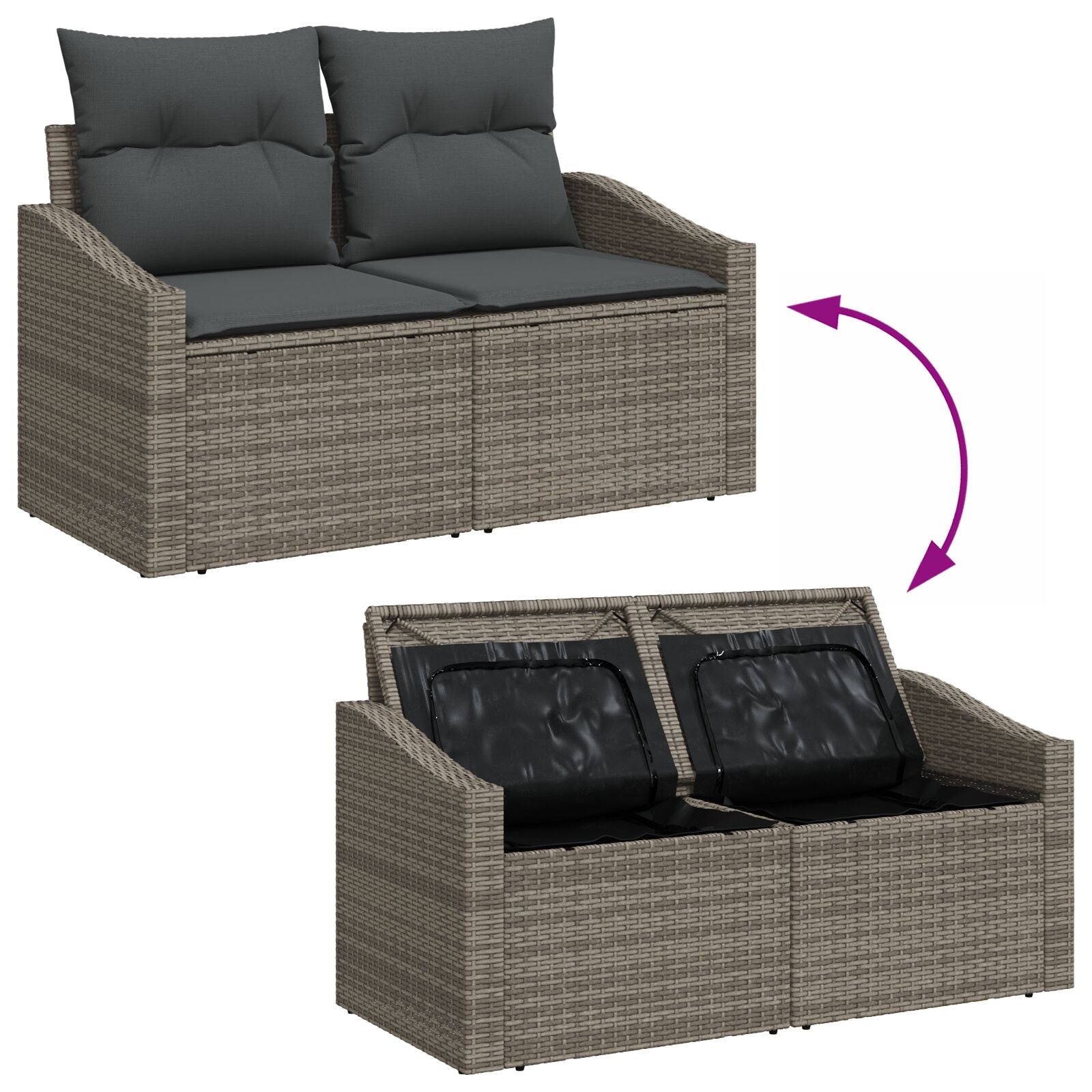 9 Piece Garden Sofa Set with Cushions Grey Poly Rattan