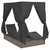 Double Sun Lounger with Roof and Curtains in Grey Poly Rattan