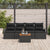 5 Piece Garden Sofa Set with Cushions Black Poly Rattan Acacia