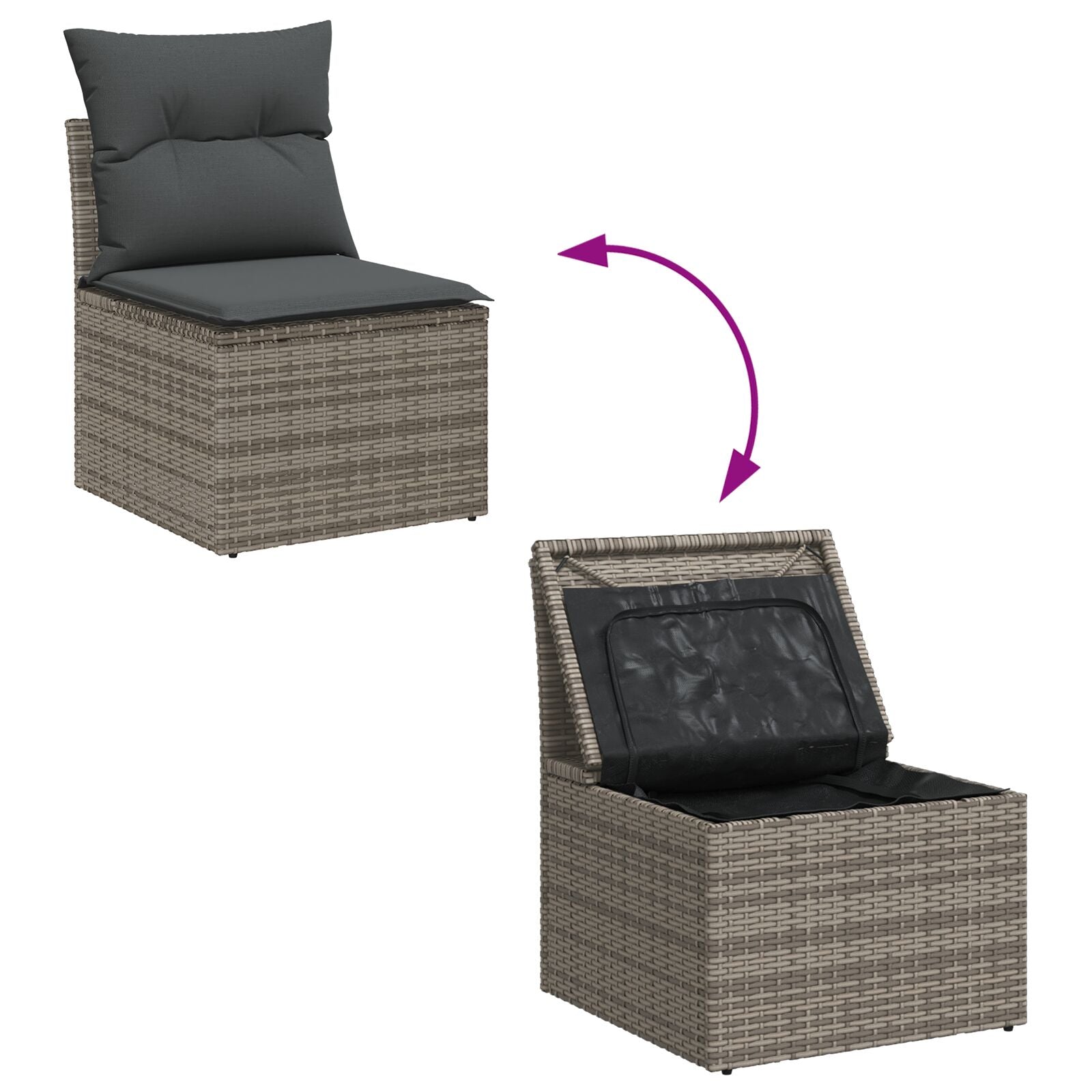 6 Piece Garden Sofa Set with Cushions Grey Poly Rattan
