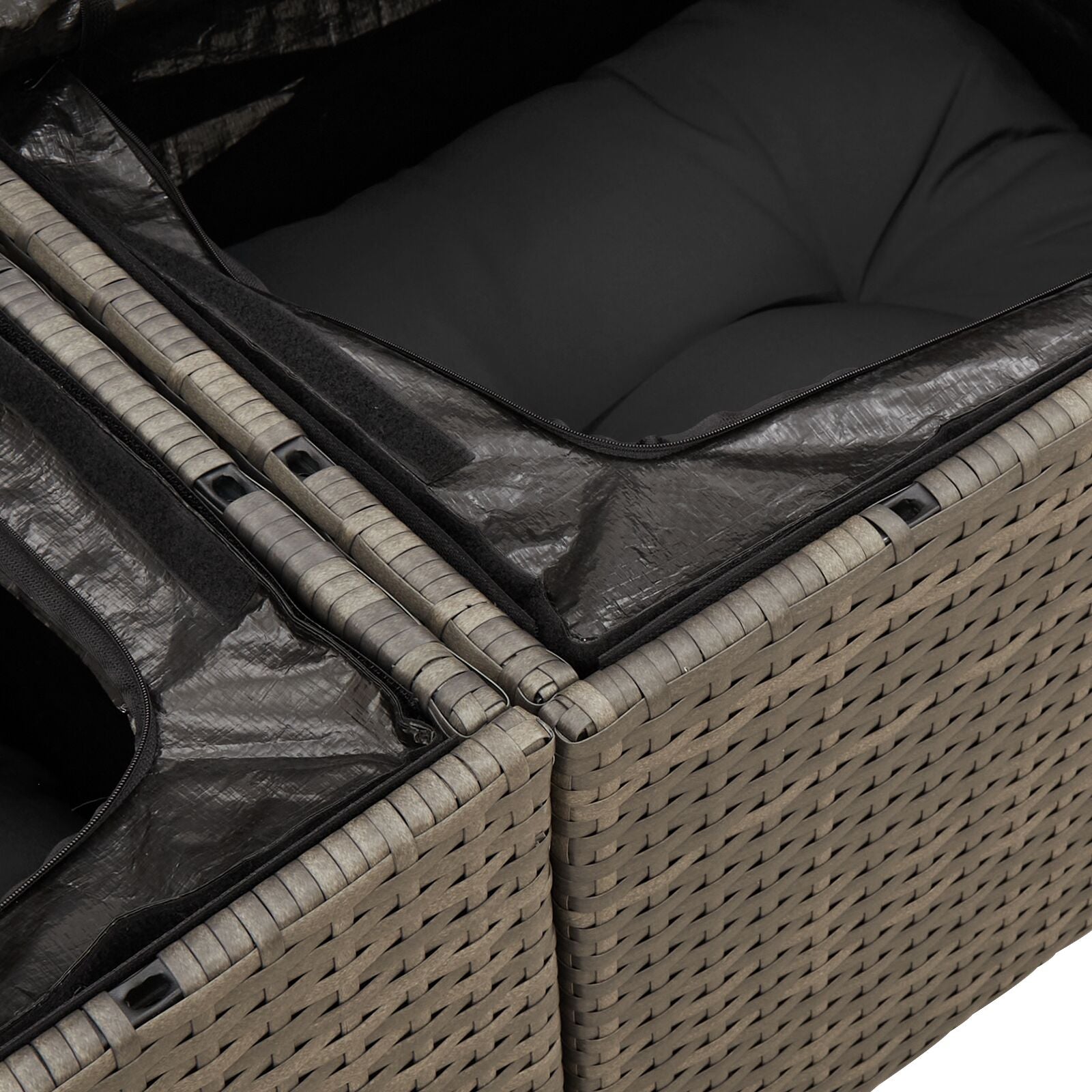 8 Piece Garden Sofa Set with Cushions Grey Poly Rattan Acacia