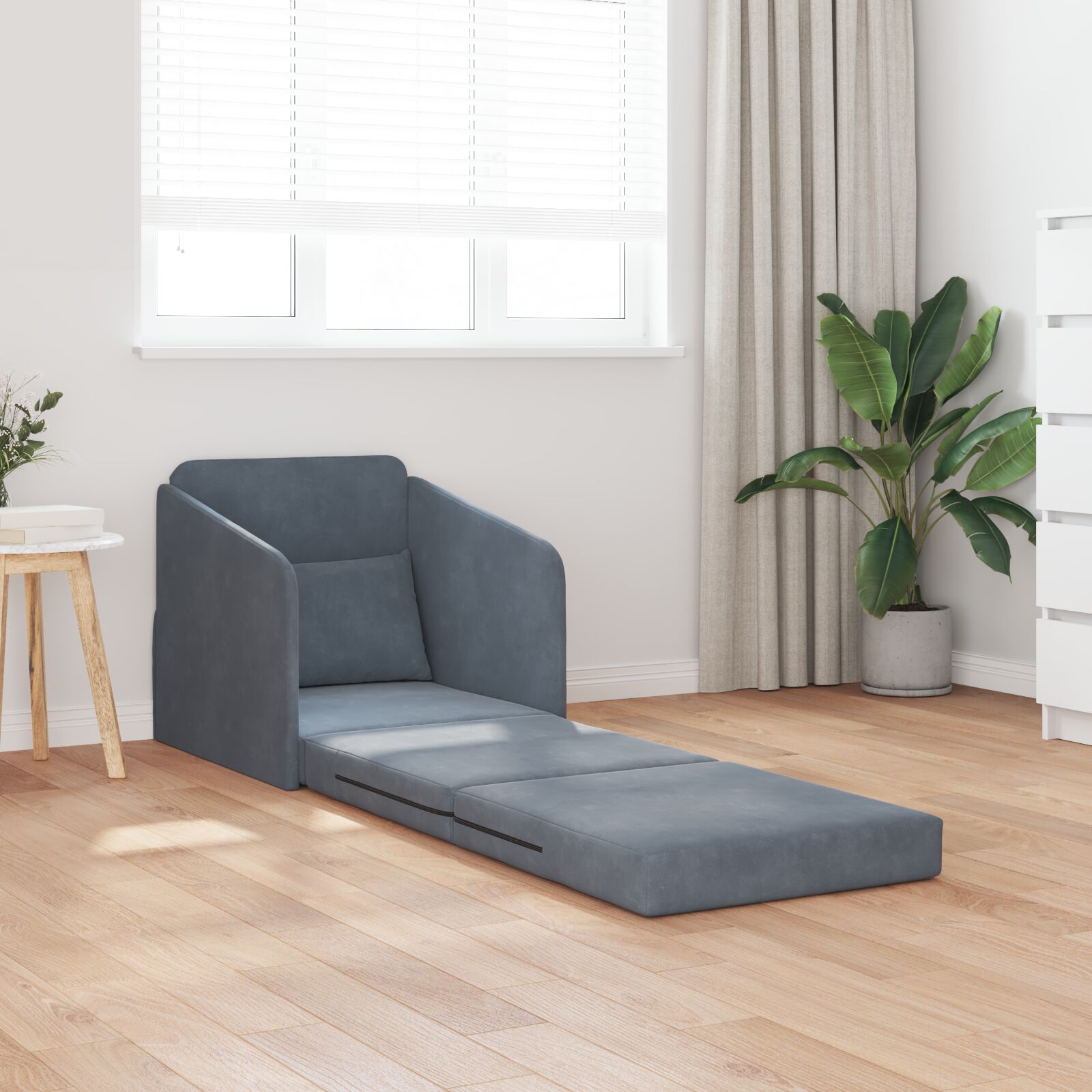 Floor Sofa Bed 2-in-1 Dark Grey 65x80x83 cm Velvet