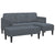 Garden Sofa with Bench and Cushions L-Shaped Dark Grey Velvet, vidaXL 3-Seater Sofa with Chaise L-shaped Dark Grey 160 cm Velvet, vidaXL Bench Dark Grey 113 cm Velvet