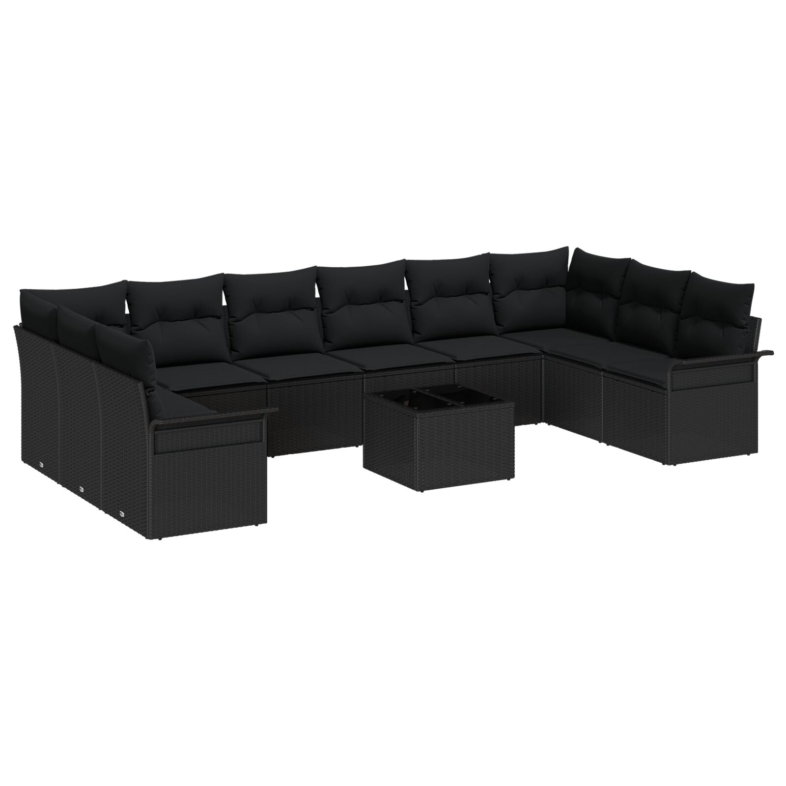 11 Piece Garden Sofa Set with Cushions Beige Poly Rattan